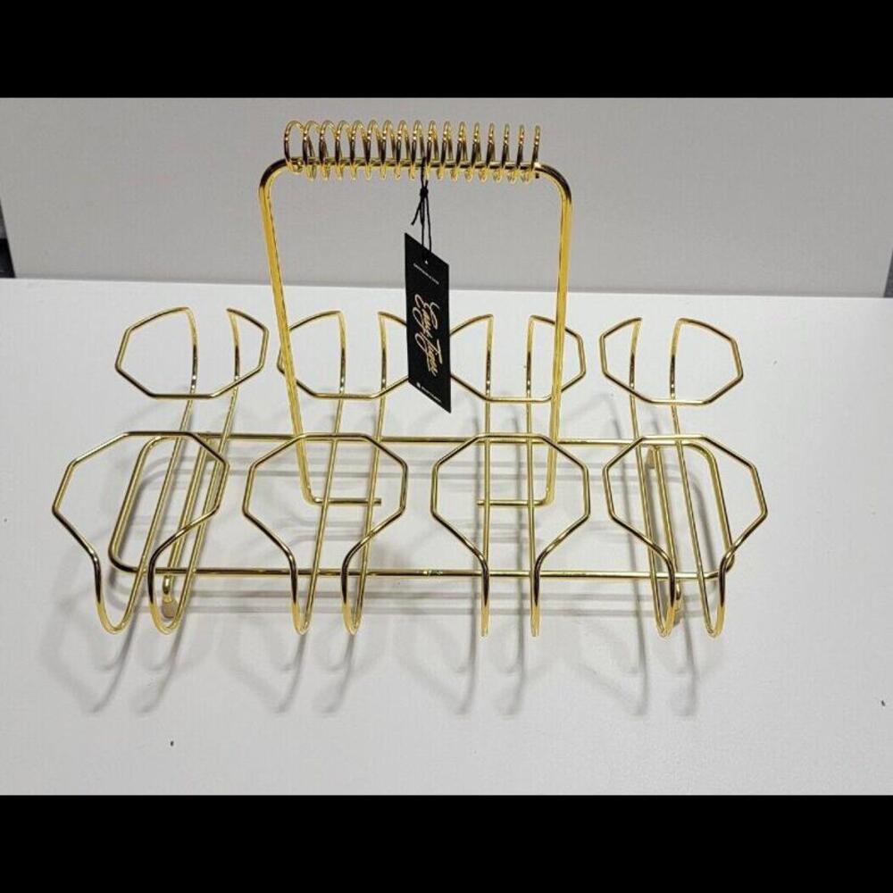 Gold Metal Cocktail Carrier 8 Glasses Barware Metal Carrier Tray Easy, Tiger